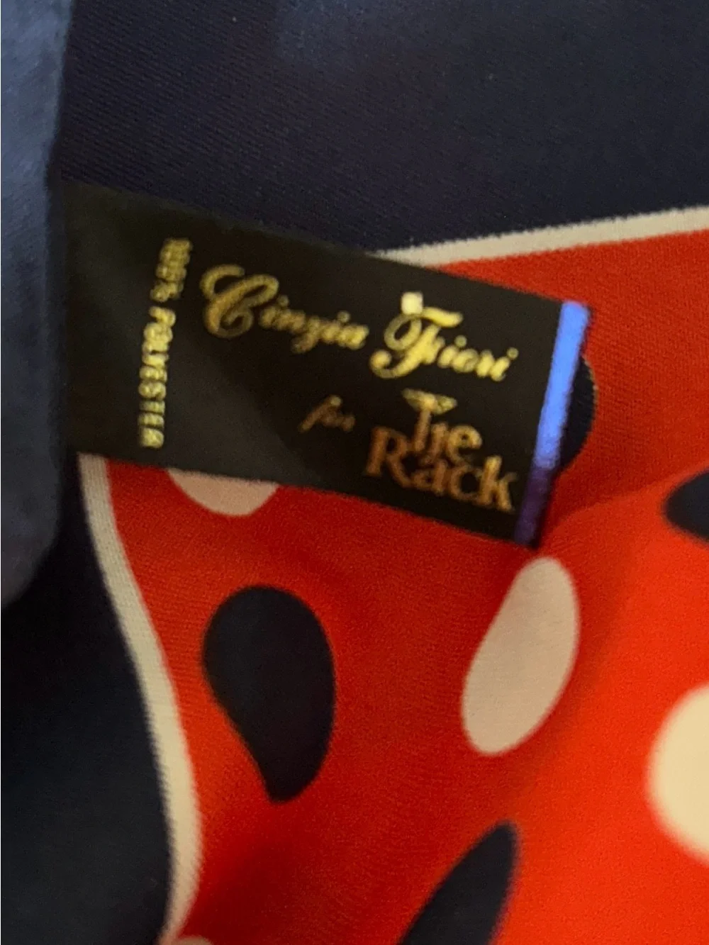 Classic Polka Dot Silk Scarf - Red & Navy Italian 29“ x 29“ by Cinzia Fiori